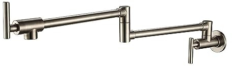 Küchen-Wand-Wasserhahn, Küchen-Mischwasserhahn, 2 Griffe, klappbar, einziehbar, drehbar, Stretch-Küchenspüle, Warm- und Kaltwasserhahn (Color : Plating)