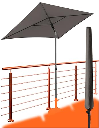 4smile Sonnenschirm Balkon SunnyShade Plus, mit Sonnenschirmhülle - Sonnnenschutz Balkon SET, Taupe - UV50+ Sonnenschirm rechteckig 200 x 125 cm