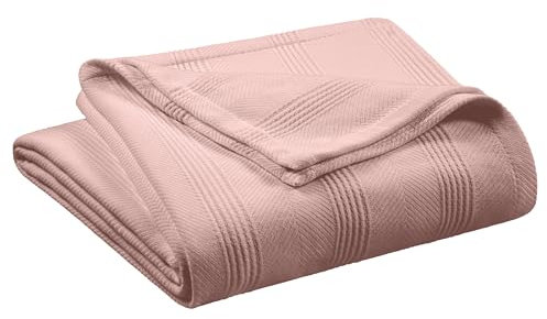 Decke für Doppelbett/Queen-Size-Bett, 100% Baumwolle, superweich, atmungsaktiv, leicht, Überwurfdecke, Ganzjahresstrickdecke, vielseitiger Hotel-Luxus, Pflegeleichte Baumwolldecke in voller Größe,