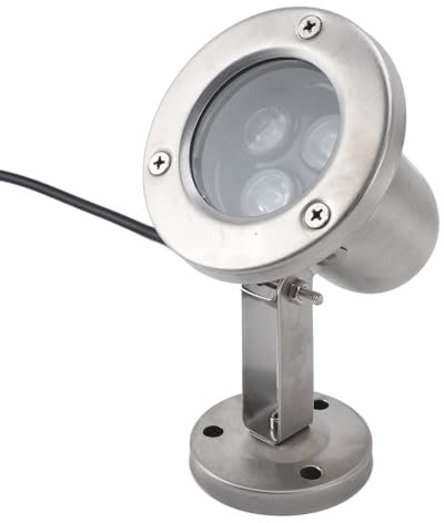 Luz LED Sumergible para Estanque, 3W, Acero Inoxidable, IP68, Blanco Cálido, 12V, 8,2x12 cm, para Piscinas y Fuentes