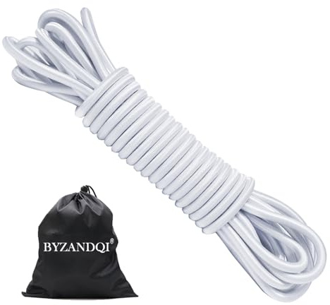 BYZANDQI Gummiseil Expanderseil 8 mm 10 m Planenseil Spannseil Weiß | Gummileine für Anhängerplane Plane Zelte Netz Banner
