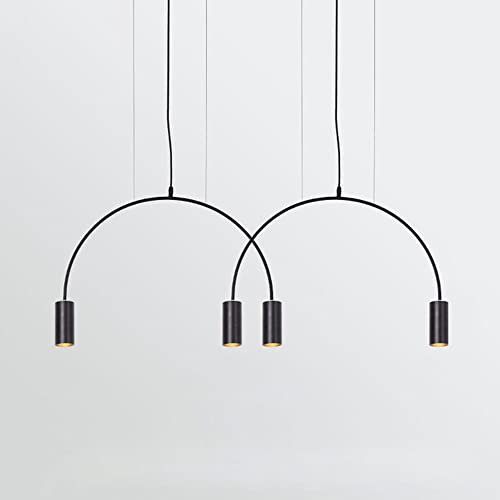 Lampadario a sospensione a forma arcuata con linee geometriche nordiche, altezza regolabile, in metallo, illuminazione, decorazione boutique in oro nero, lampada a sospensione per sala da pranzo,