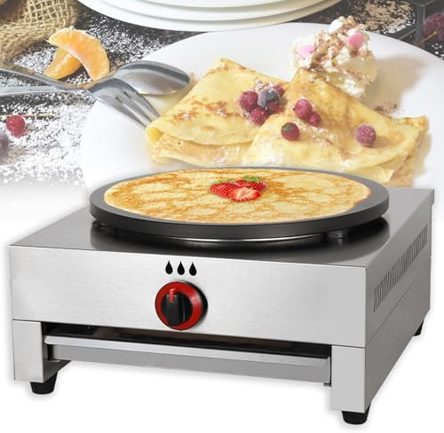JMOZHCD Crêpière à gaz, crêpière antiadhésive de 16 Pouces avec Corps en Acier Inoxydable et Pieds antidérapants en Caoutchouc, poêle à crêpes pour cuisiniers de crêpes