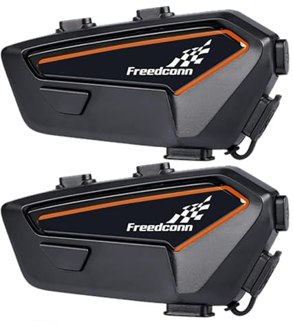 FreedConn F1 Motorcycle Helmet Bluetooth Headset Wireless Headphone Speaker, Bluetooth 5.2 Headphone with CVC Noise Cancellation,1100mAh 30 Hours IP67 Voice Control (F1 2PACK)