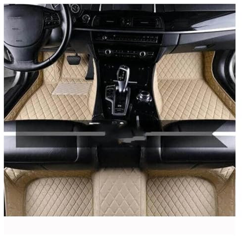 rutschfeste Fussmatten Auto-Fußmatten Für Q2 2017~2022 Auto-Bodenmatten-Komplettset Anti-Schmutz-Teppich Luxus-Leder-Auto-Innenausstattung Automatten(Beige)