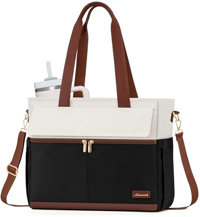 LOVEVOOK Laptop Tote Bag for Women – 15.6 Roomy Work Bag with Large Inside Cup Pocket, Multiple Pockets for Teacher Nurse, Large Capacity Carry on Travel, Computer Purse Handbag for Office College