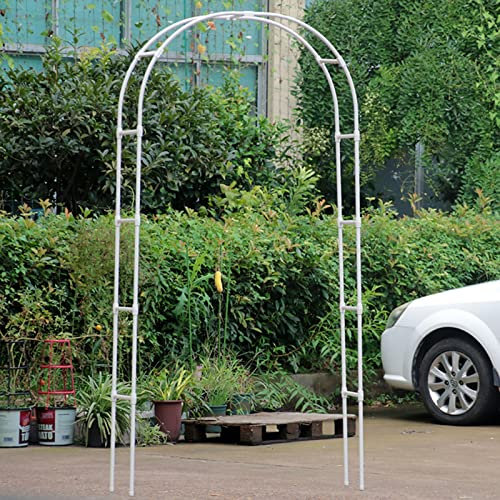 Treillis d'arche de jardin en métal blanc pour plantes grimpantes avec revêtement en plastique PE durable en acier galvanisé pour décoration de mariage extérieur 1,2 x 2,4 m