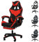 Yesuitme Gaming Chair with Footrest, Gaming Chair for Adults Computer Chair with Lumbar Cushion, Headrest, Height-Adjustable Office Chair with Footrest, Black+Red