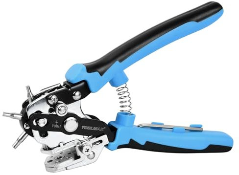 Belt Hole Puncher for Leather, Leather Hole Punch with 6 Holes, Belt Hole Puncher, Leather Hole Puncher for Belts, Leather Punch Tool, for Belts, Watch Straps, Cardboard, Plastic, Wallets, Blue