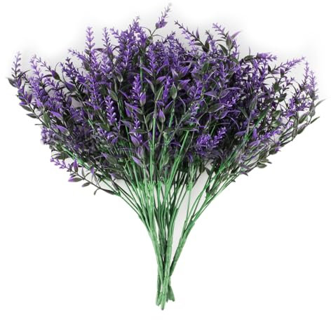 WangChaoJiu 9 Pcs Künstliche Lavendel Blumen Deko, Kunstblumen Pflanze, Gefälschte Lavendel Lila Deko für Garten, Hochzeit DIY, Büro, Wohnkultur