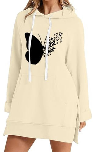 Damen-Pullover, Hoodies, lässig, modisch, lässig, warmes Damen-Sweatshirt, langärmelig, Rundhalsausschnitt, weiches einfarbiges Hemd, Winter-Sweatshirts, Tops, bauchfreier Pullover, beige, XXL
