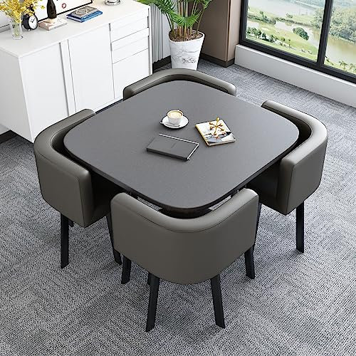 Moderner Business-Konferenzraum Couchtisch-Set, platzsparend, kleiner Besprechungstisch mit Stühlen für Verhandlungen, Verkaufsbüro, Geschäfte und Meetings (Dunkelgrau)