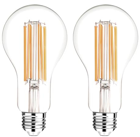 FLSNT LED Edison Glühbirne E27, 8W(Ersetzt 200W), A70 LED Filament Lampe 3000 Lumen Super Hell, 2700K Warmweiß, Nicht Dimmbar, Klar Glas, 2 Stück