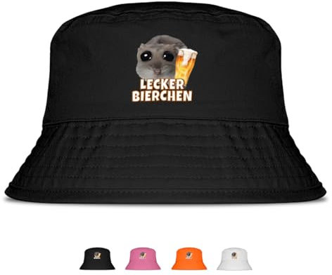 Prozente Momente Lecker Bierchen - Lustiger Fischerhut – Der perfekte Sonnenhut für Herren & Damen – Ideal als Malle-Outfit, Party-Accessoire & Festival-Eimerhut für den Strand | Farbe Schwarz