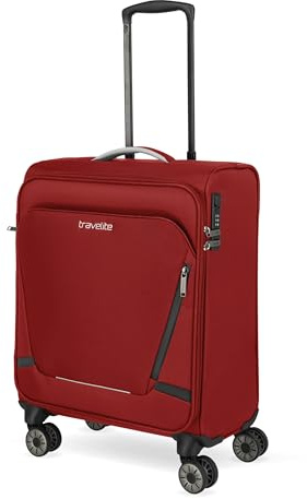 Travelite 4-Rad Handgepäck Koffer Jetpack 55x40x23 cm, 2,5 kg, leicht | für Lufthansa, SWISS & Austrian, 4-Rollen Kabinentrolley aus Polyester mit Aufsteckfunktion & Zahlenschloss, Weichgepäck