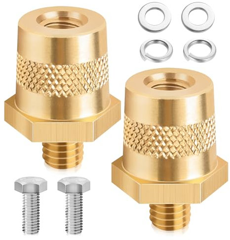 1 paio di adattatori per poli della batteria M8, morsetti in ottone, morsetti per batteria positivi e negativi per batterie auto, morsetti di collegamento, con 2 viti e 4 rondelle