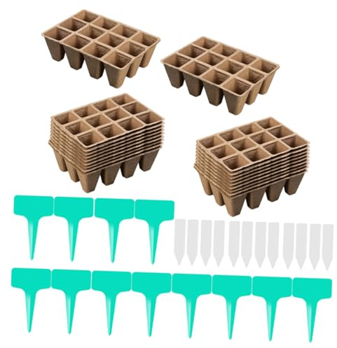 JOINPAYA 1 Set Vasi per Piantine Biodegradabili con Vassoi da Cellper Germinazione e Plugin per Giardinaggio e Casa e Serra