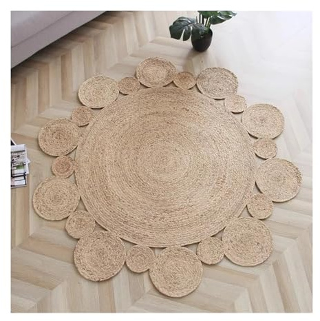 MOHUIED Alfombras Retro Tejidas a Mano for Sala de Estar, Dormitorio, Redondas, de ratán, de Hierba, for Mesa de Centro, decoración del hogar para Entrada, Puerta y Pasillo(Brown2,100cm)