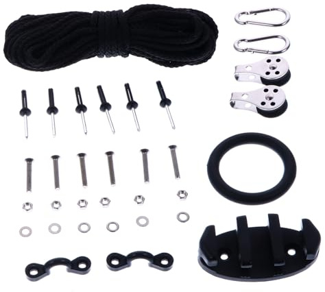 ABOOFAN Kayak Anchor Trolley Kit with Elastic Rope and Pulley System for Canoe Boat Deck Loop Tie Down Accessories Positioning for Stable Anchoring in Wind and Moving Water