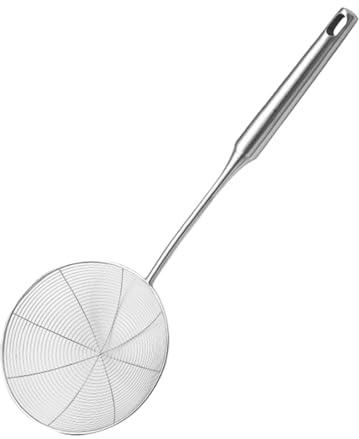 Espumadera de acero inoxidable – Colador de araña, herramienta de malla para olla caliente, removedor de grasa para freír, colador de salsas, accesorio de pala para freidora, utensilios de cocina