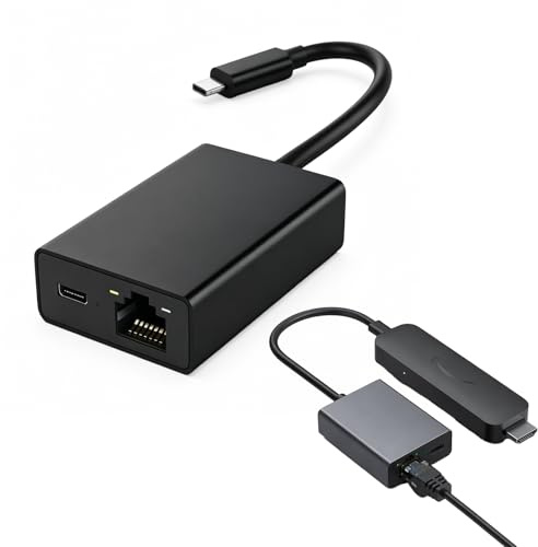 Cloxtralon Adaptador Ethernet USB, Adaptador Micro USB a RJ45 Compatible con Fire TV Stick/4K/4K MAX, Conexión de Red Rápida y Estable para tu Dispositivo