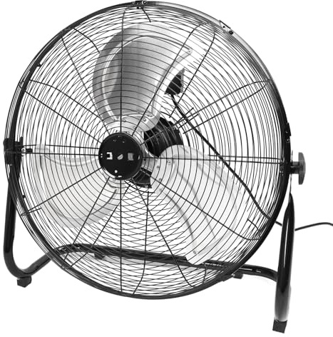 TIKATARER 20 Zoll Bodenventilator mit Einstellbarem Winkel, 2000 U/min 4 Geschwindigkeiten 65 DB 180 W Gute Geschwindigkeit Robuster Industrie Bodenventilator aus Aluminiumlegierung für den