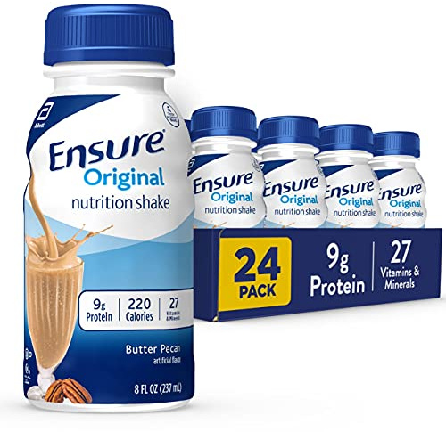 Ensure Original Butter Pecan Nutrition Shake | Small Meal Replacement Shake | Ready To Drink | 9g Protein, 27 Vitamins and Minerals | 8 fl oz - 24 Pack