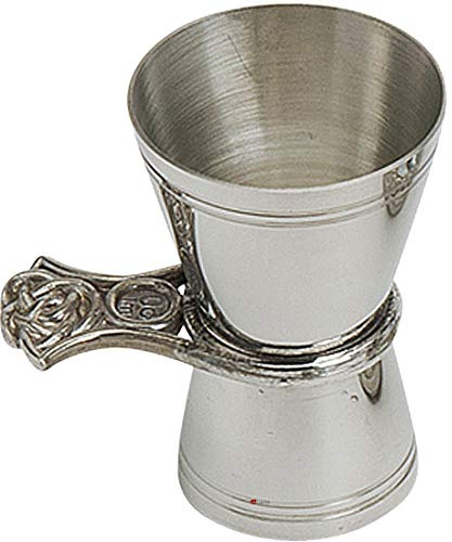 Pewter Double Bar Spirit Measure Jigger 50 and 25ml Celtic Design Handle