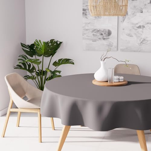 Tischdecke mit Fleckschutz rund 180 cm ALIX grau