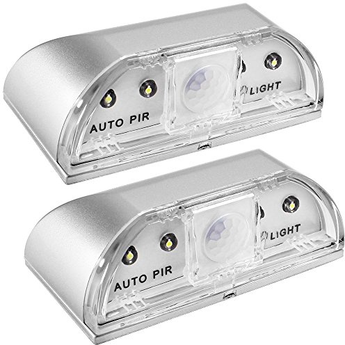 2 Pack Luci Keyhole, SENHAI Luci Notturne PIR infrarosso Senza Fili Serratura di Portello della Lampada, Auto Sensore Rilevatore di Movimento, 4 Lampadina LED