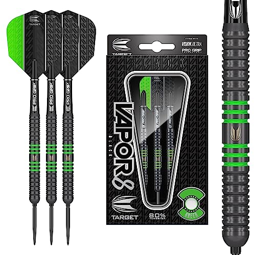 Target Darts Vapor 8 Schwarz Grünes 23G Steeldarts Dartpfeile-Set