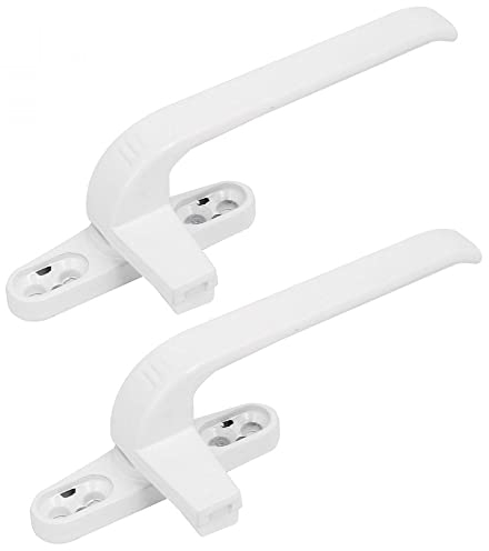 sourcing map Poignée de Fenêtre Verrouillable Poignée Porte Fenêtre Poignet aluminium Droite 2pcs blanc
