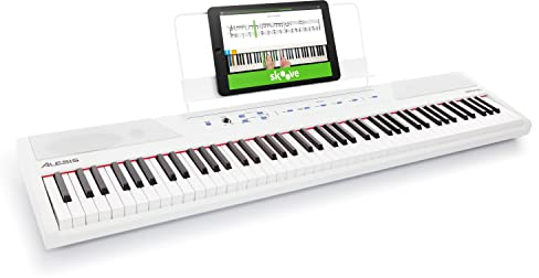 Alesis Recital - E Piano 88 Tasten für Einsteiger mit Halbgewichteten Volle Größe Klavier, Lautsprechern, fünf Premium-Stimmen, Kopfhörerausgang, Klavier Lektionen-Abo, Weiß