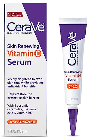 CeraVe Vitamin C Serum with Hyaluronic Acid | Skin Brightening Serum for Face with 10% Pure Vitamin C | Fragrance Free | 1 Fl. Oz