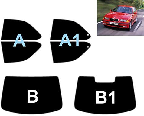Passgenaue Tönungsfolie für 3er E36 Compact 3-Türen 1994-2001 Heck/Seitenscheiben (05% Tiefschwarz, A1-B1)