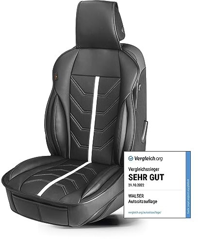 Walser Premium Sitzauflage Auto Kimi, Sitzschoner Auto schwarz/weiß, Vergleichssieger* Auto Sitzauflagen, Sitzbezug Auto Vordersitze, Schonbezug Autositz, Autositzauflage Vordersitze PKW/LKW