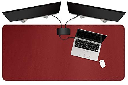 ZORESYN PU-Leder Schreibtischunterlage Rot 120x60cm, XL Mauspad | Wasserfestes PU-Leder mit rutschfester Unterseite, schützt den Schreibtisch, ideal für Büro & Homeoffice, leicht abwischbar