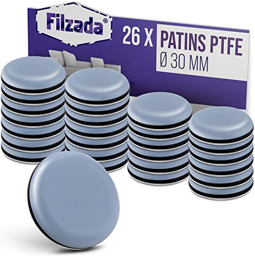 Filzada® 26x Teflon glider självhäftande - Ø 30 mm (rund) - professionella möbel gliders/matt gliders PTFE (Teflon)