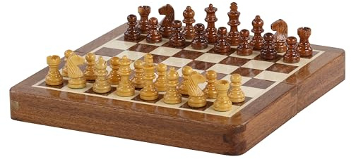 Sunrise Chess & Games Mini Magnetisches Reiseschach, 18 cm | Magnetische Figuren, Kompaktes 18-cm-Format, Klappbares Brett, Für Reisen und unterwegs