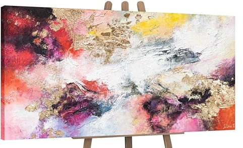 YS-Art Abstrakt Acrylbild auf Leinwand heller Garten Kinderzimmer bunt