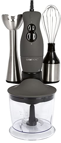 Clatronic® Stabmixer Set | Mixer, Pürierstab, Zerkleinerer aus Edelstahl | 400 Watt | 2 Geschwindigkeitsstufen | Allesschneider | Mixbehälter | Schneebesen | Multizerkleinerer | SMS 3777
