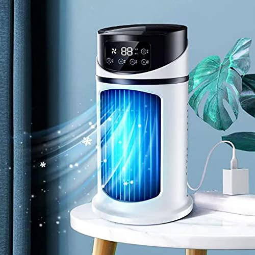 COTTNY Portable Air Conditioner, 3-in-1 Mini Air Cooler, Humidifier, Fan, 5 Speeds, Night Lights, White