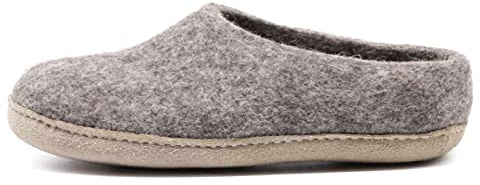 Nootkas Felted Merino Wool 'Newport' House Shoes for Men and Women – Cozy Indoor Slippers with Natural Temperature Regulation (Heather/Tan, W: 7.5-8 / M: 5-5.5)