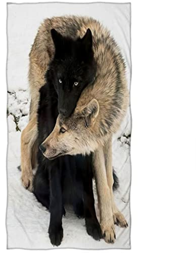 Zomer Mikrofaser Badetuch 70x140 cm Strandtücher | Handtuch Bedruckt mit Wolf Motiv, Saugfähiges Strandtuch für Strand, Poolside & Strandstühle