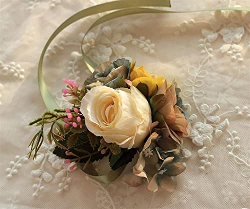 CAZARU Rosa Bräutigam Mann Ansteckblume Braut Mädchen Handgelenk Corsage Kunstseide Rose Kunstblumen Hochzeit Anzug Dekoration