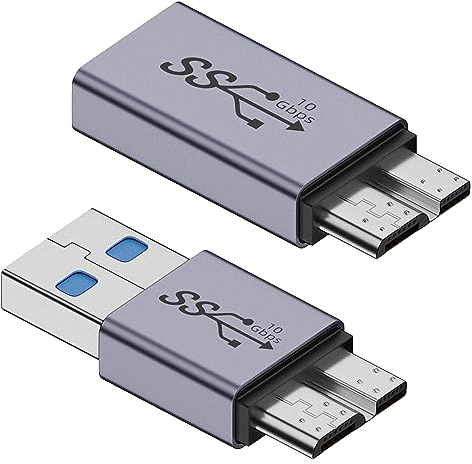 USB A zu Micro USB B Stecker Adapter 2Pack,USB 3.1 OTG Adapter bis zu 10Gbit/s kompatibel mit Toshiba, Seagate, WD,Galaxy S5 Note 3,HDD usw