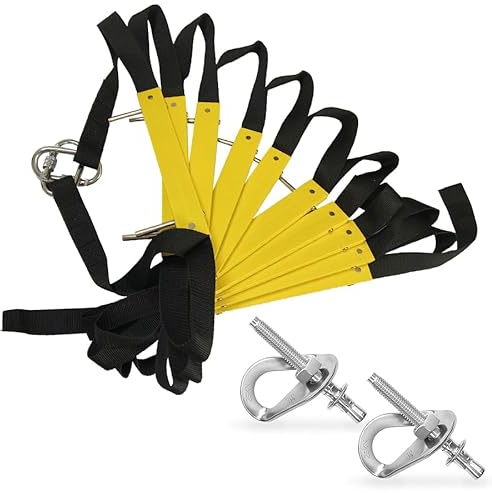 ISOP Fire Rescue Ladder 4 m with Mounting Hardware | Retractable Ladders for 2 Storey Homes | Compact & Portable | Rope Ladder Suitable for Balcony & Windows Escape