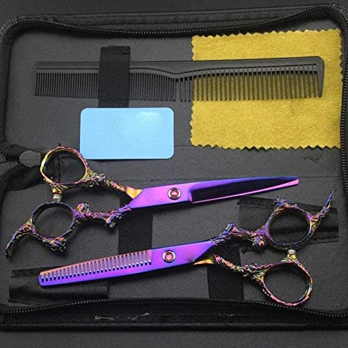 SUNMME Professionelles Friseurscheren-Set, Friseurschere, Edelstahl, zum Ausdünnen, Rasierer-Set, Stiletto-Kamm-Etui, Haarschere, Gold, 15,2 cm, Rosa-Gold