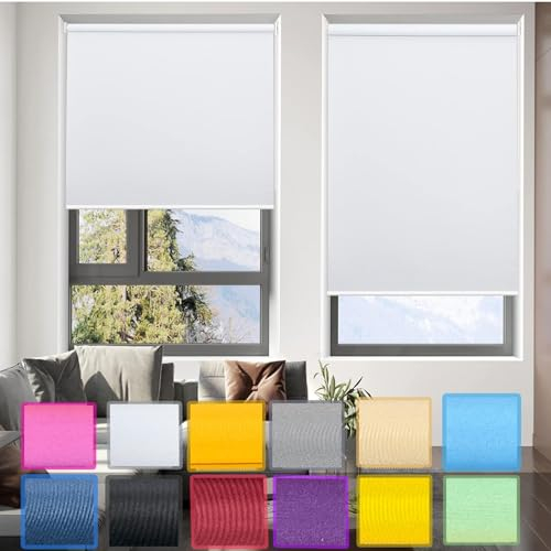 Verdunkelungsrollo Klemmfix ohne Bohren 35 x 100 cm Einfache Installation, Klemmfix, Fensterrollo Seitenzugrollo Klemmrollo mit Klemmträger, für Fenster und Tür, Weiß