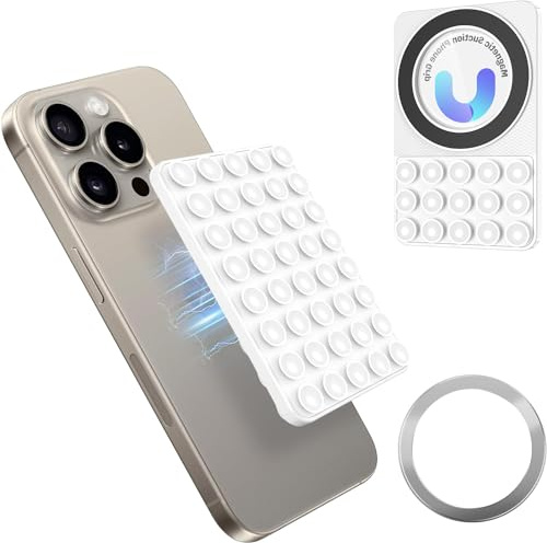 Soporte de Silicona Ventosa para Móvil con Anillo Magnético - Móvil Antideslizante, Autoadhesivo - Soporte de Coche - Ventosa de Silicona para Todos los Modelos de Teléfono (Blanco)